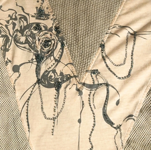 Vtg Y2K Angels Never Die/Anrvrdie mixed media long sleeve mock neck top sz S - Picture 4 of 16